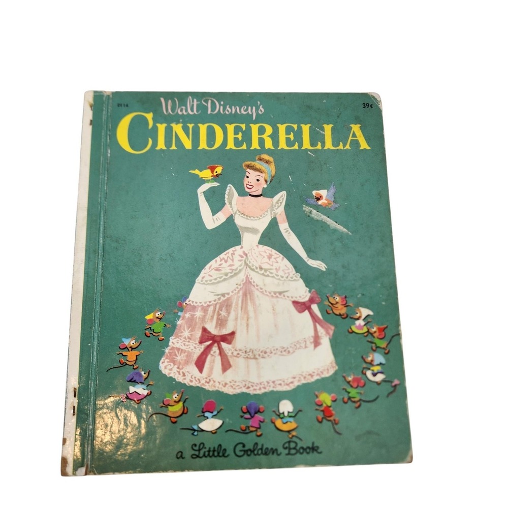 Walt Disney's Cinderella Campbell Grant 1969 Little Golden Book HC Green VTG